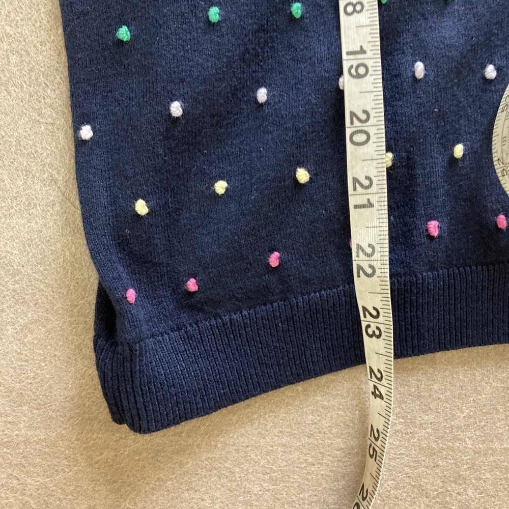 Talbots Charming Polkadot Cardigan Sz PM New Navy Embroidered Colorful - Picture 7 of 8